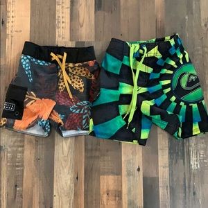 Billabong and Quicksilver Trunks- 2T